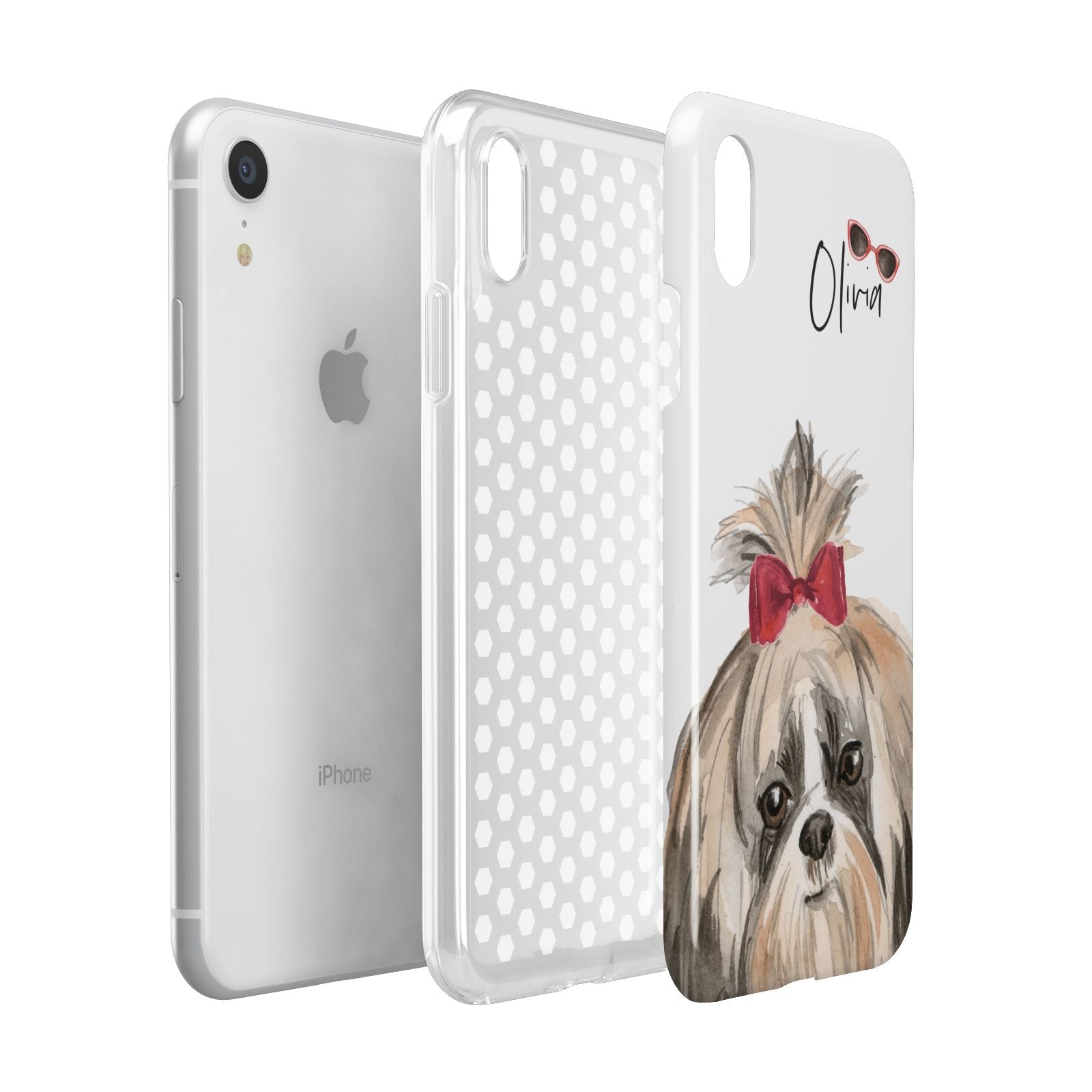 Personalised Shih Tzu Dog Apple iPhone XR White 3D Tough Case Expanded view