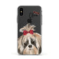 Personalised Shih Tzu Dog Apple iPhone Xs Impact Case White Edge on Black Phone