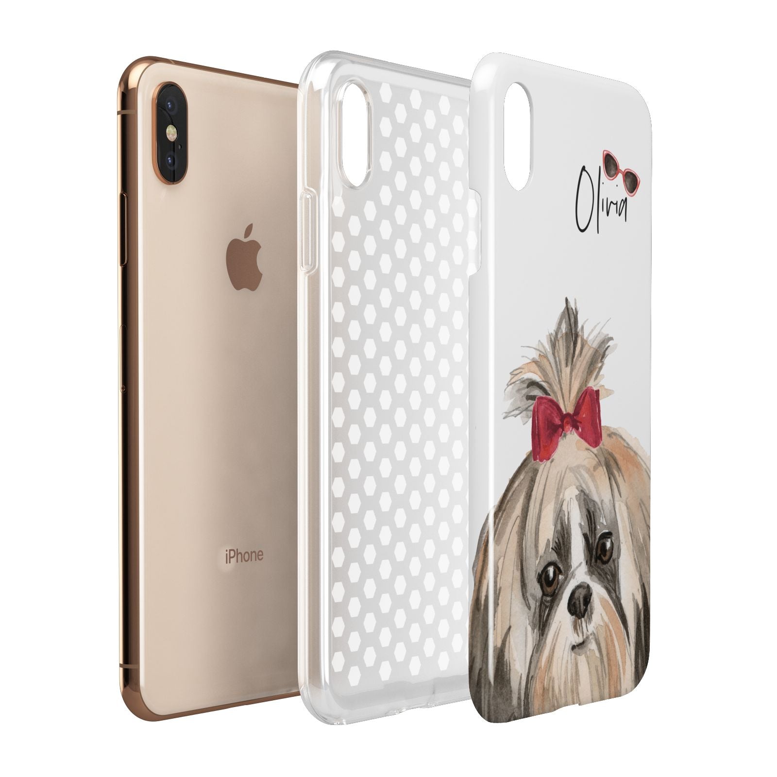 Personalised Shih Tzu Dog Apple iPhone Xs Max 3D Tough Case Expanded View
