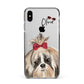 Personalised Shih Tzu Dog Apple iPhone Xs Max Impact Case Black Edge on Silver Phone