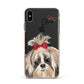 Personalised Shih Tzu Dog Apple iPhone Xs Max Impact Case Pink Edge on Black Phone