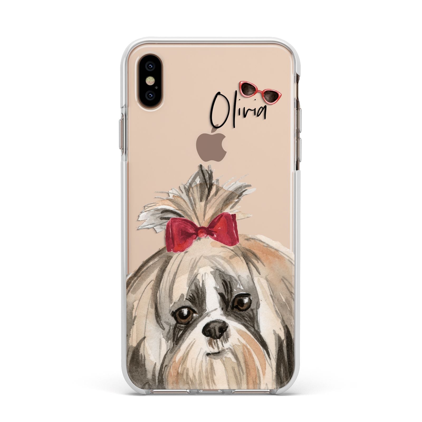 Personalised Shih Tzu Dog Apple iPhone Xs Max Impact Case White Edge on Gold Phone