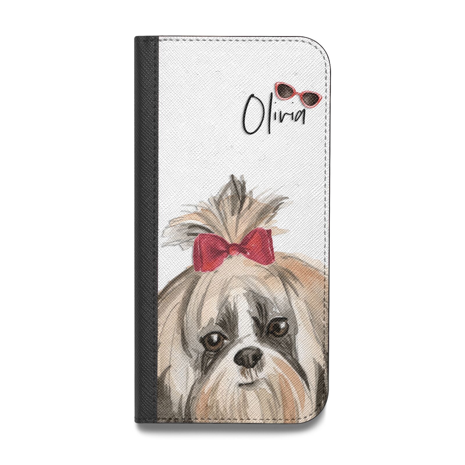 Personalised Shih Tzu Dog Vegan Leather Flip iPhone Case