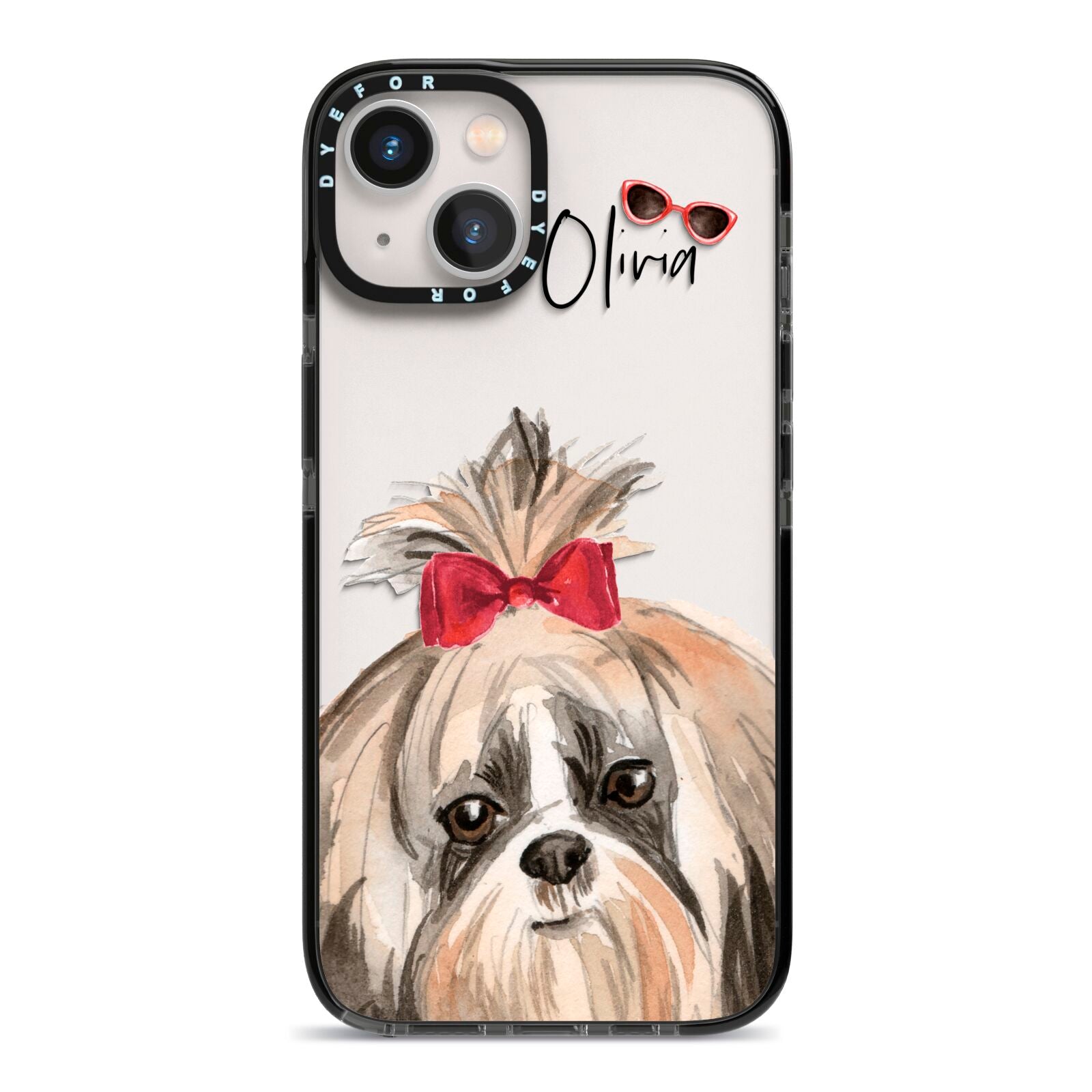 Personalised Shih Tzu Dog iPhone 13 Black Impact Case on Silver phone