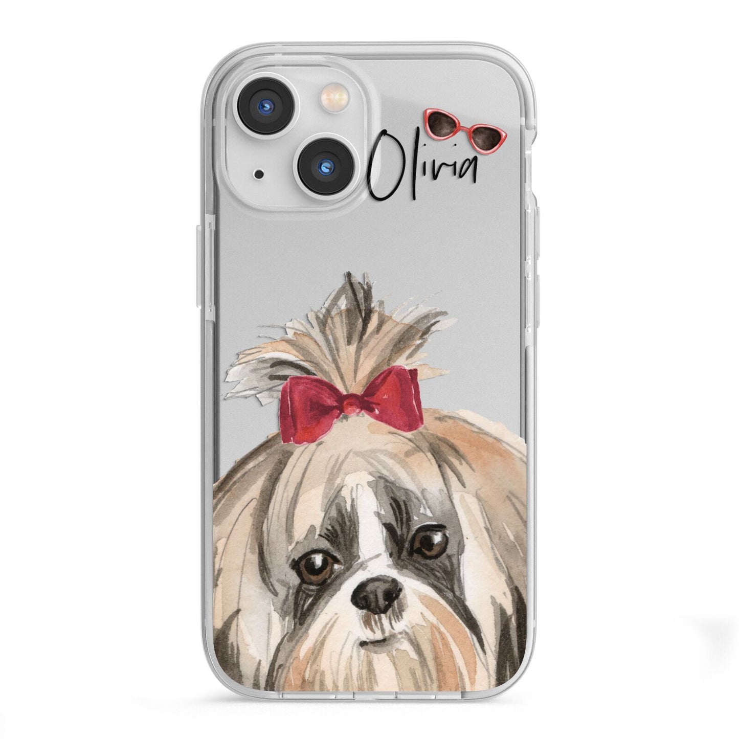 Personalised Shih Tzu Dog iPhone 13 Mini TPU Impact Case with White Edges