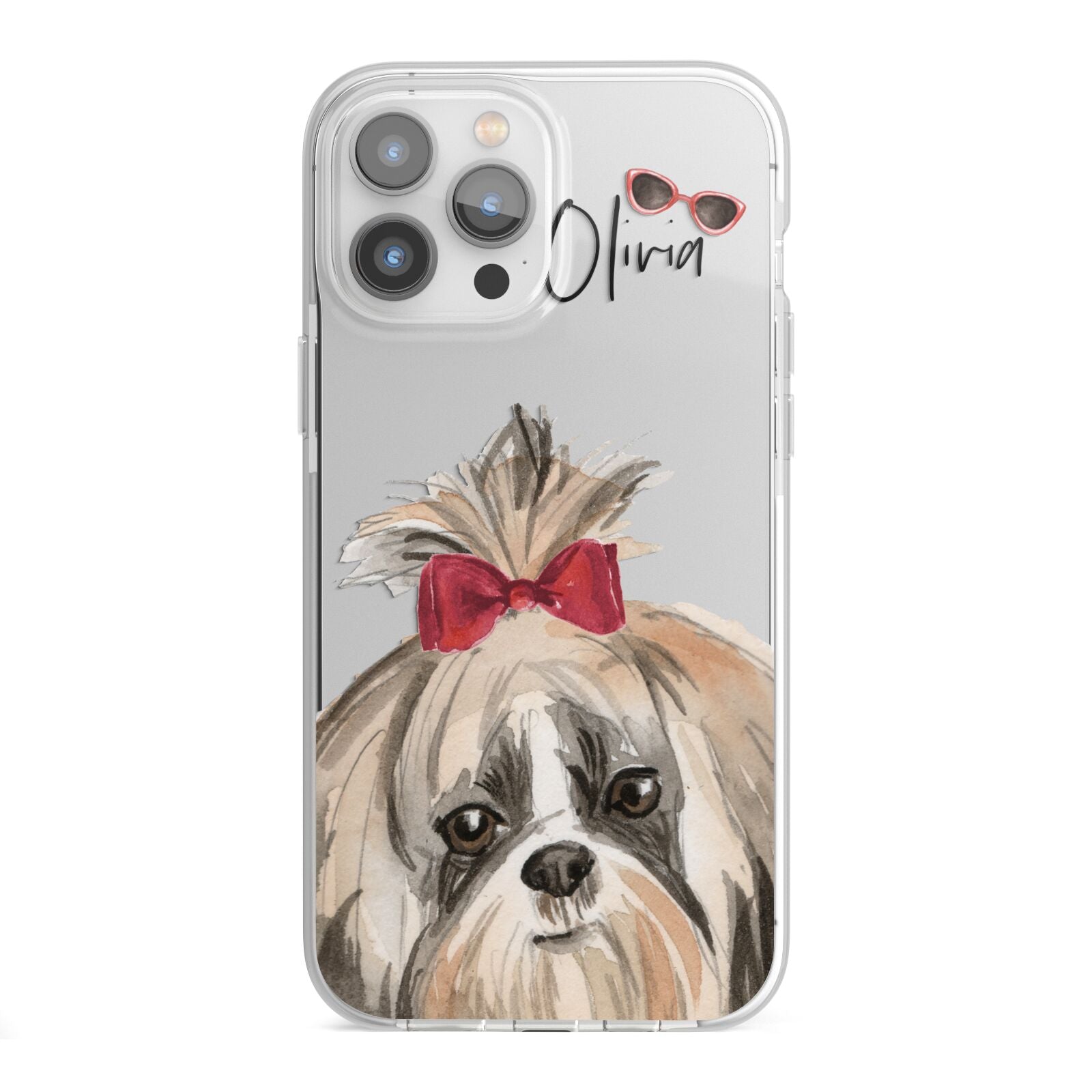 Personalised Shih Tzu Dog iPhone 13 Pro Max TPU Impact Case with White Edges