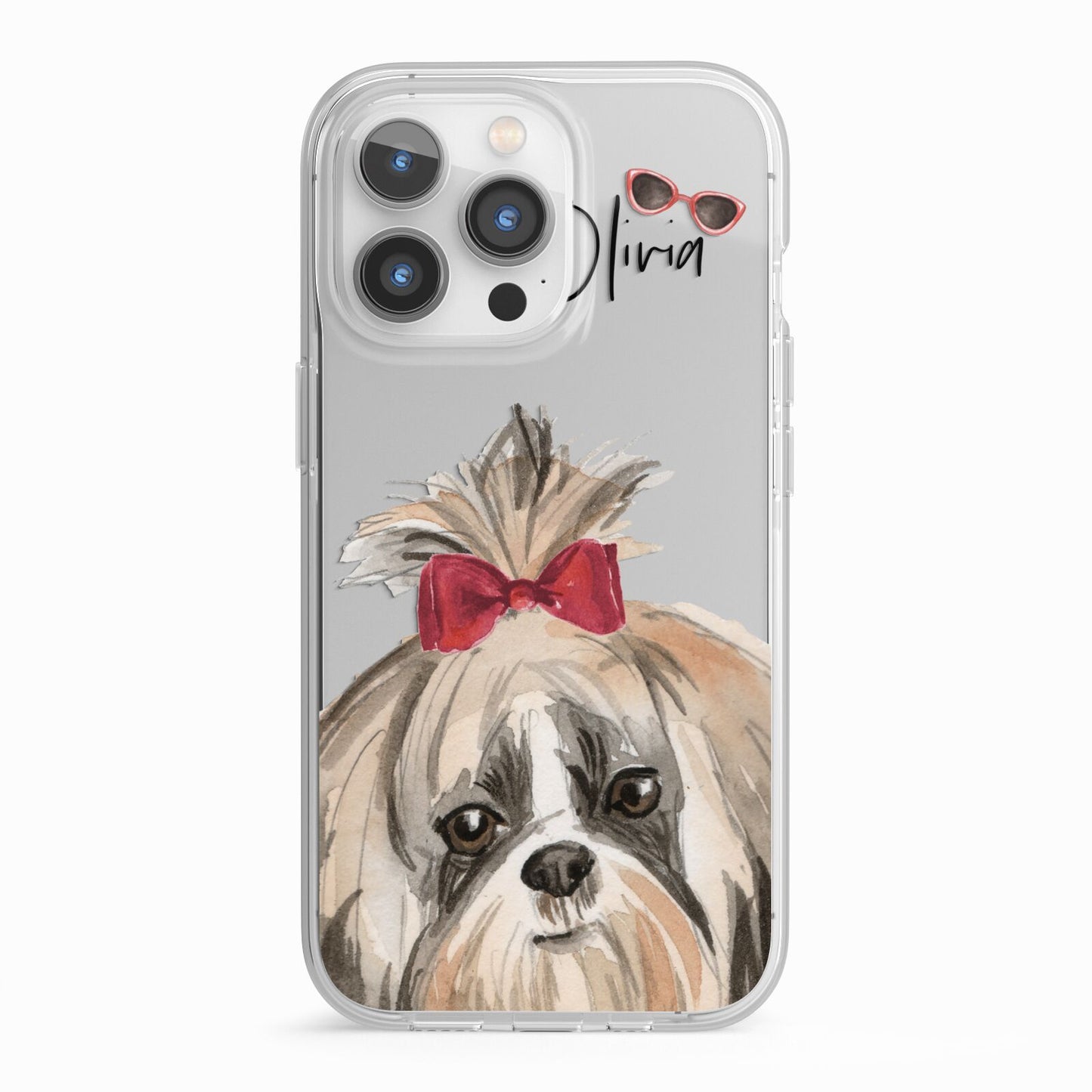 Personalised Shih Tzu Dog iPhone 13 Pro TPU Impact Case with White Edges