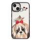 Personalised Shih Tzu Dog iPhone 14 Black Impact Case on Silver phone