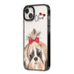 Personalised Shih Tzu Dog iPhone 14 Plus Black Impact Case Side Angle on Silver phone
