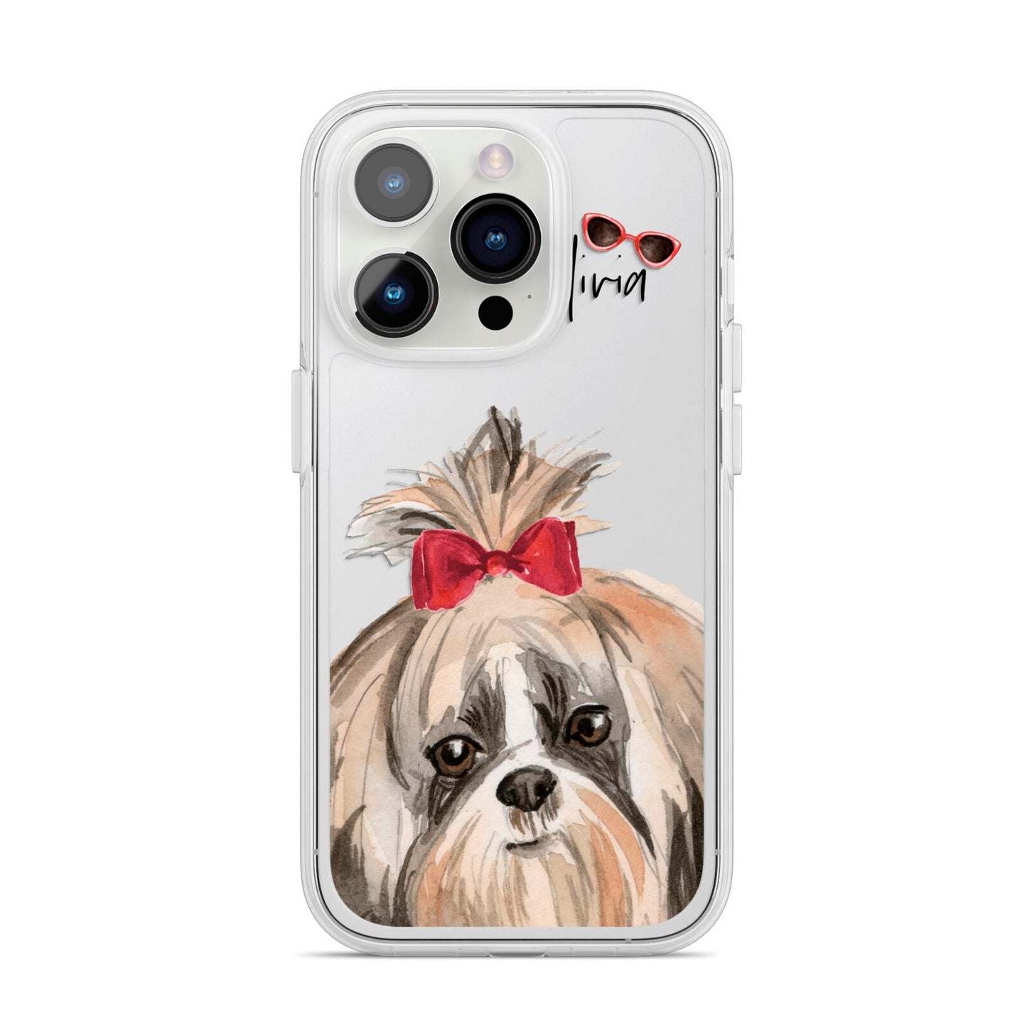 Personalised Shih Tzu Dog iPhone 14 Pro Clear Tough Case Silver