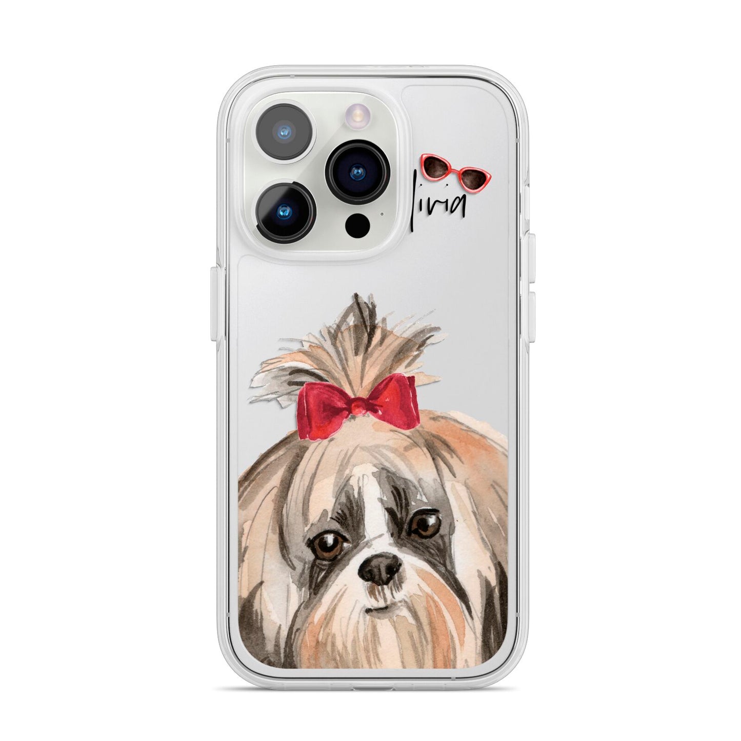 Personalised Shih Tzu Dog iPhone 14 Pro Clear Tough Case Silver
