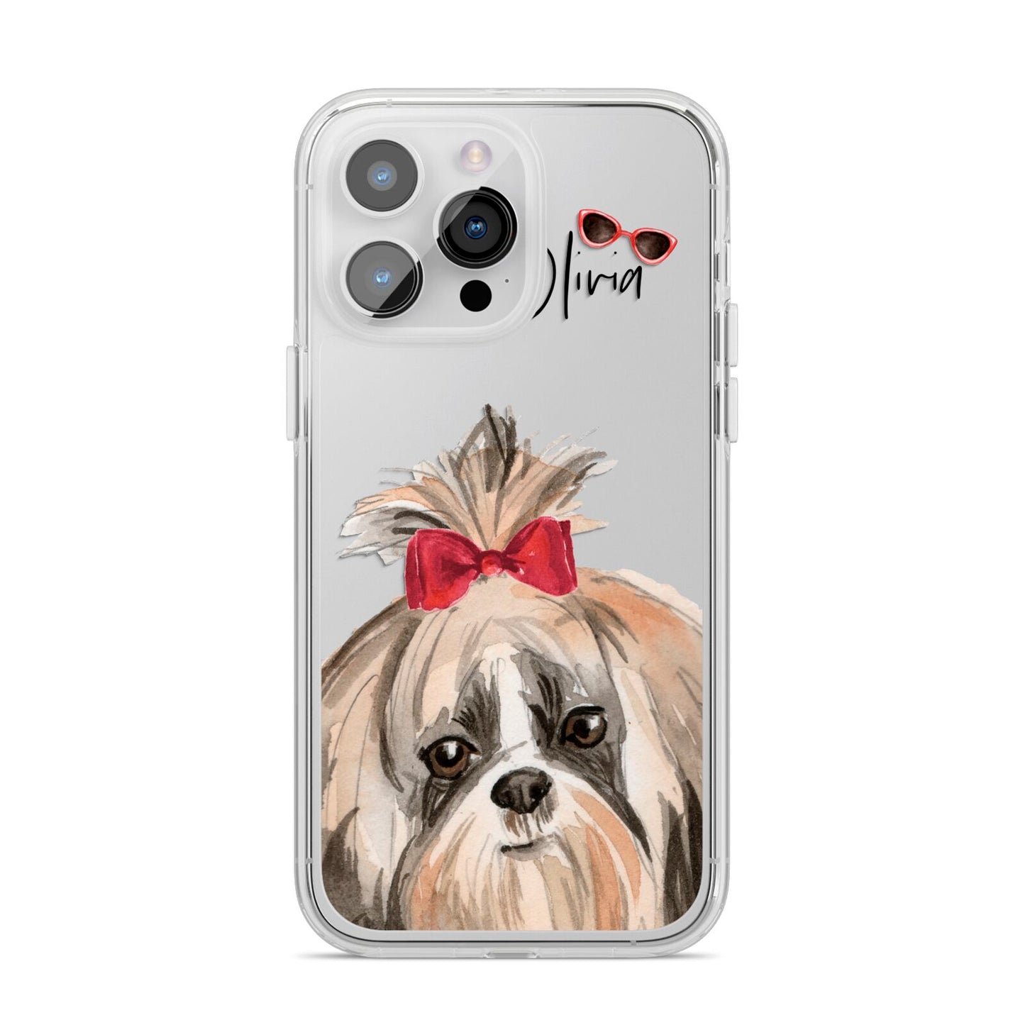 Personalised Shih Tzu Dog iPhone 14 Pro Max Clear Tough Case Silver