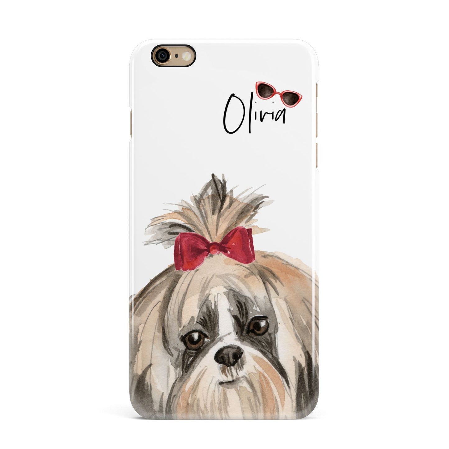 Personalised Shih Tzu Dog iPhone 6 Plus 3D Snap Case on Gold Phone