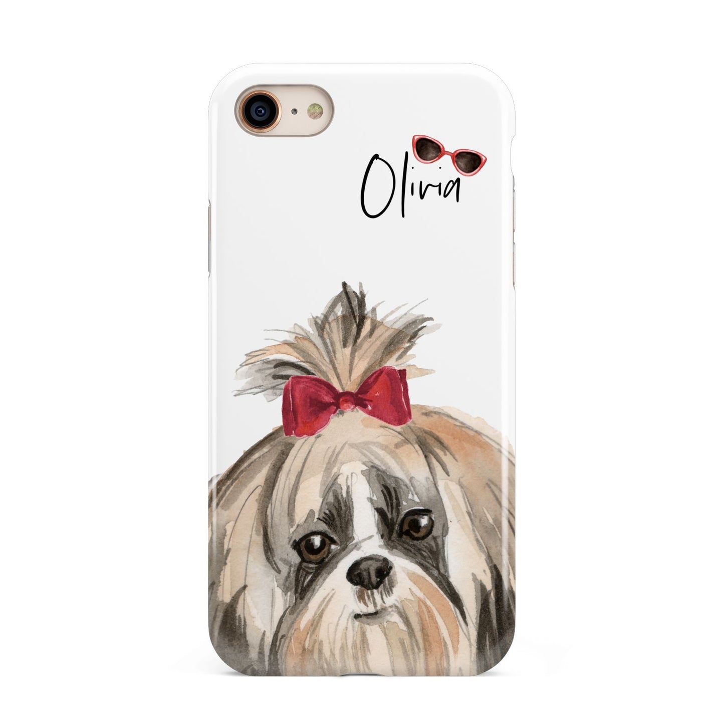 Personalised Shih Tzu Dog iPhone 8 3D Tough Case on Gold Phone