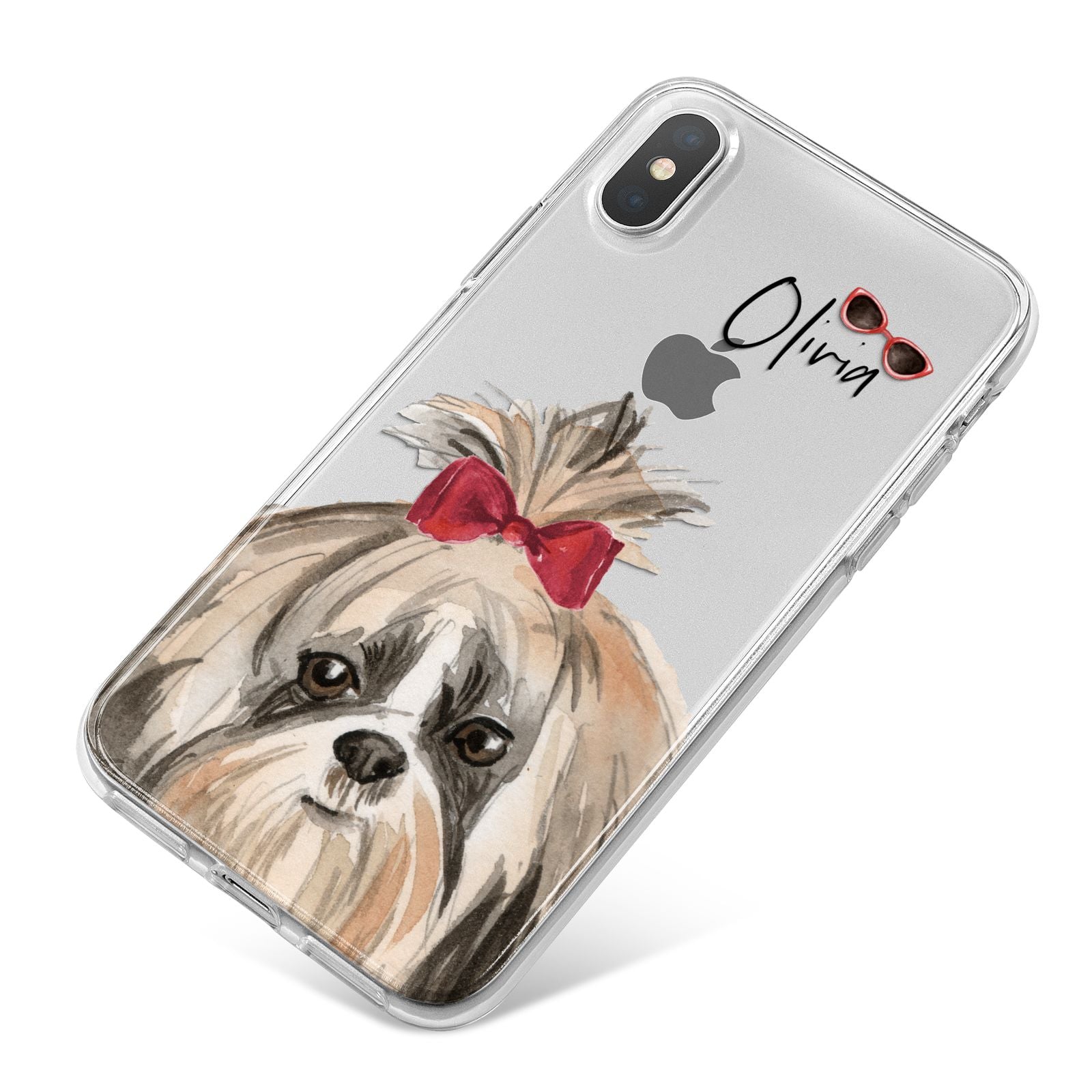 Personalised Shih Tzu Dog iPhone X Bumper Case on Silver iPhone