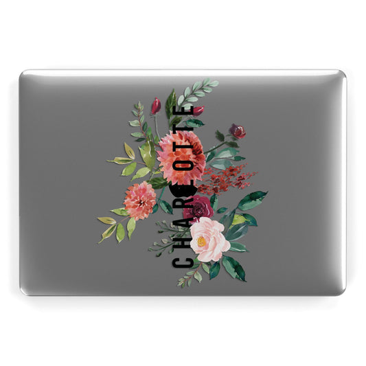 Personalised Side Name Clear Floral Apple MacBook Case
