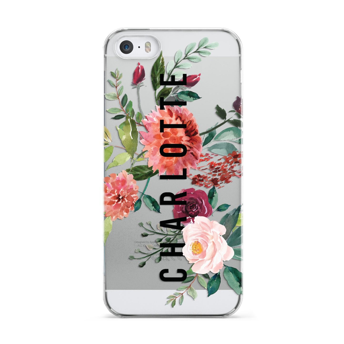 Personalised Side Name Clear Floral Apple iPhone 5 Case