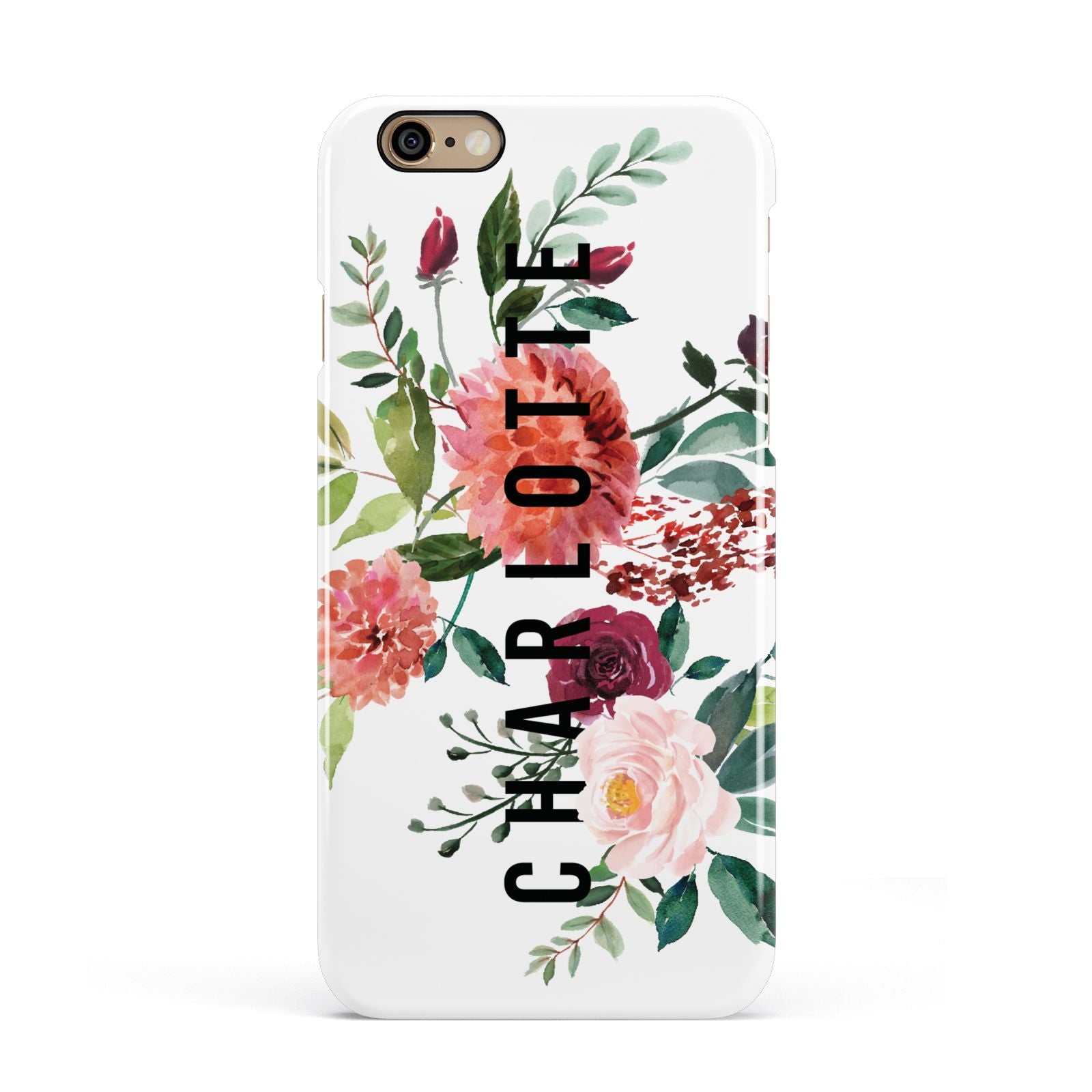 Personalised Side Name Clear Floral Apple iPhone 6 3D Snap Case