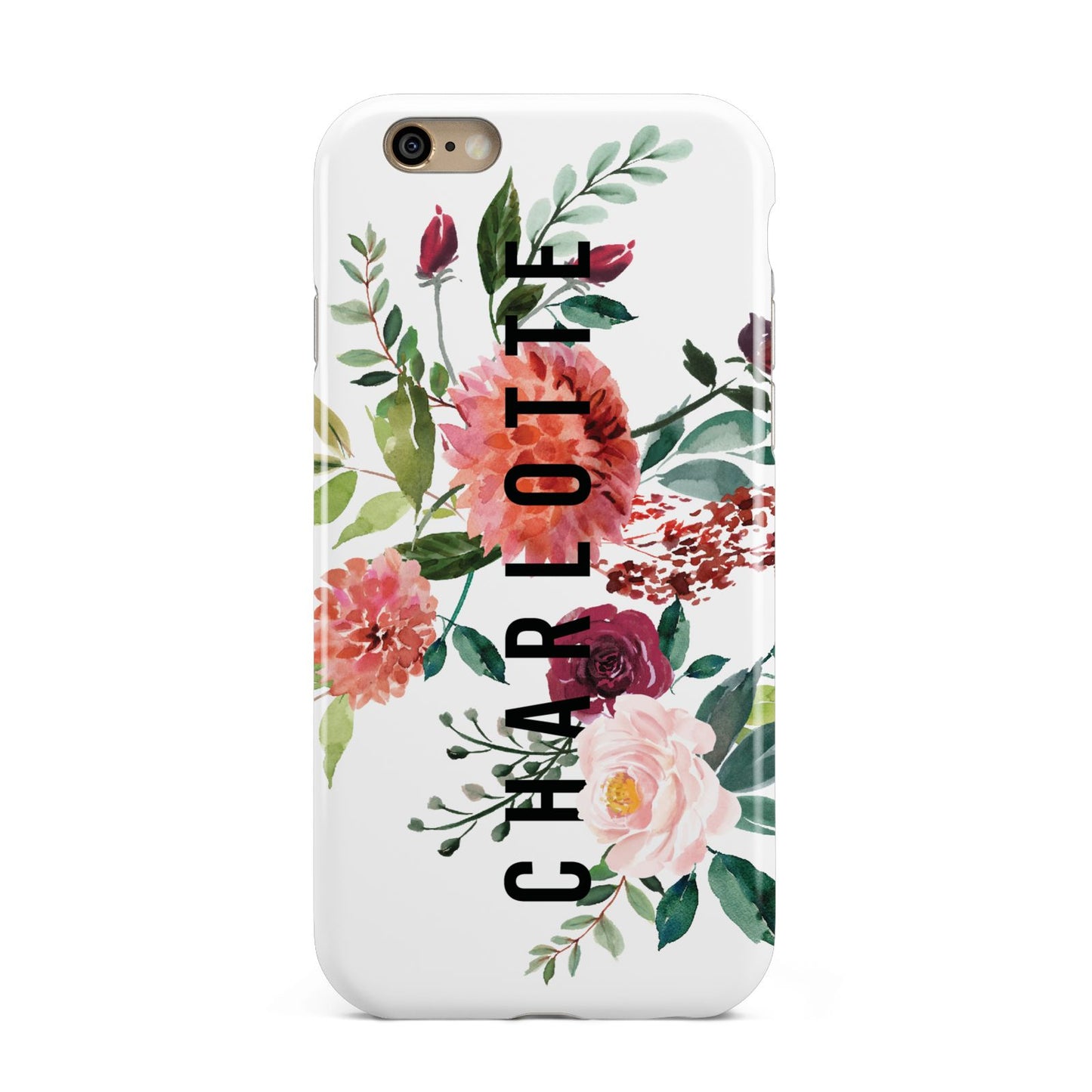 Personalised Side Name Clear Floral Apple iPhone 6 3D Tough Case