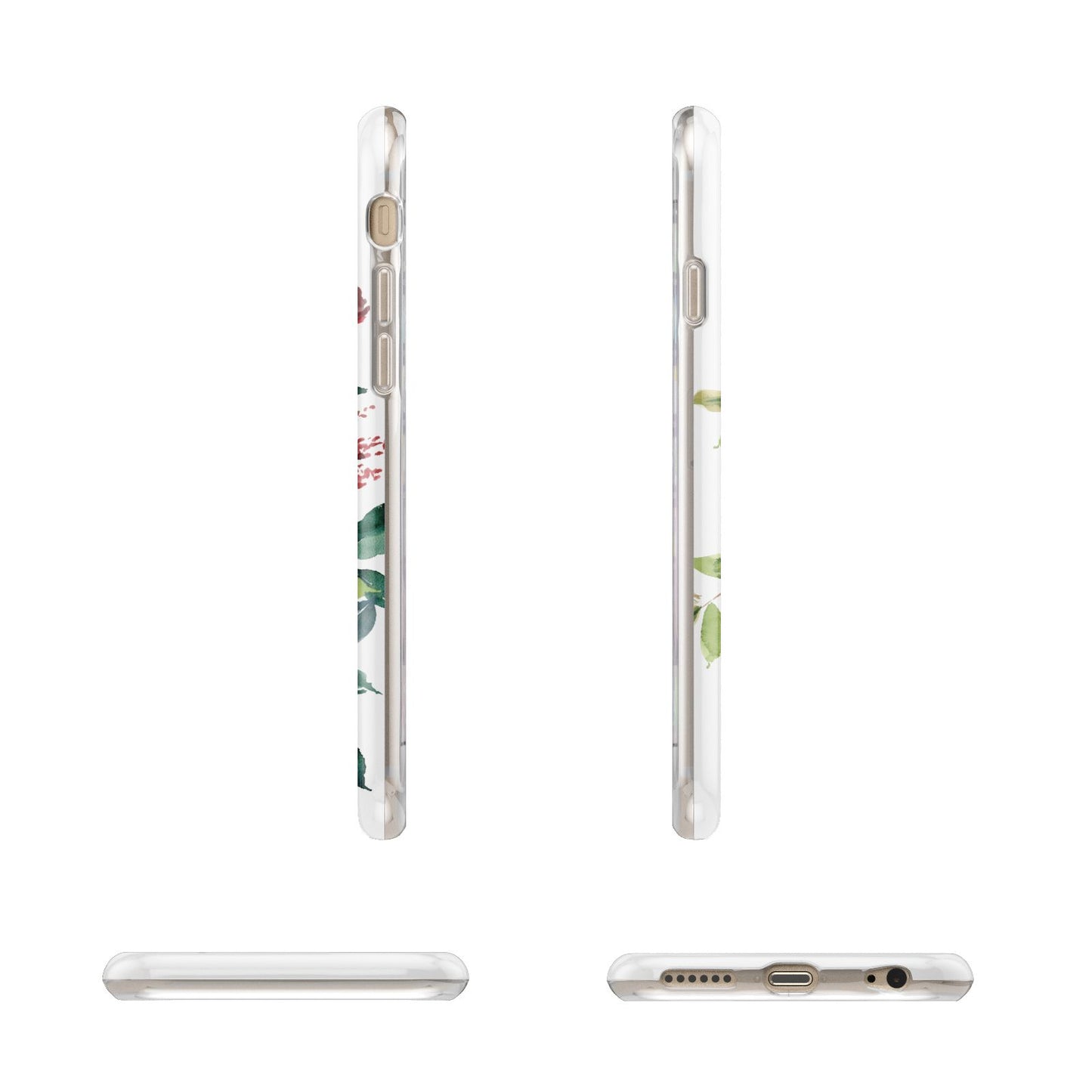 Personalised Side Name Clear Floral Apple iPhone 6 3D Wrap Tough Case Alternative Image Angles