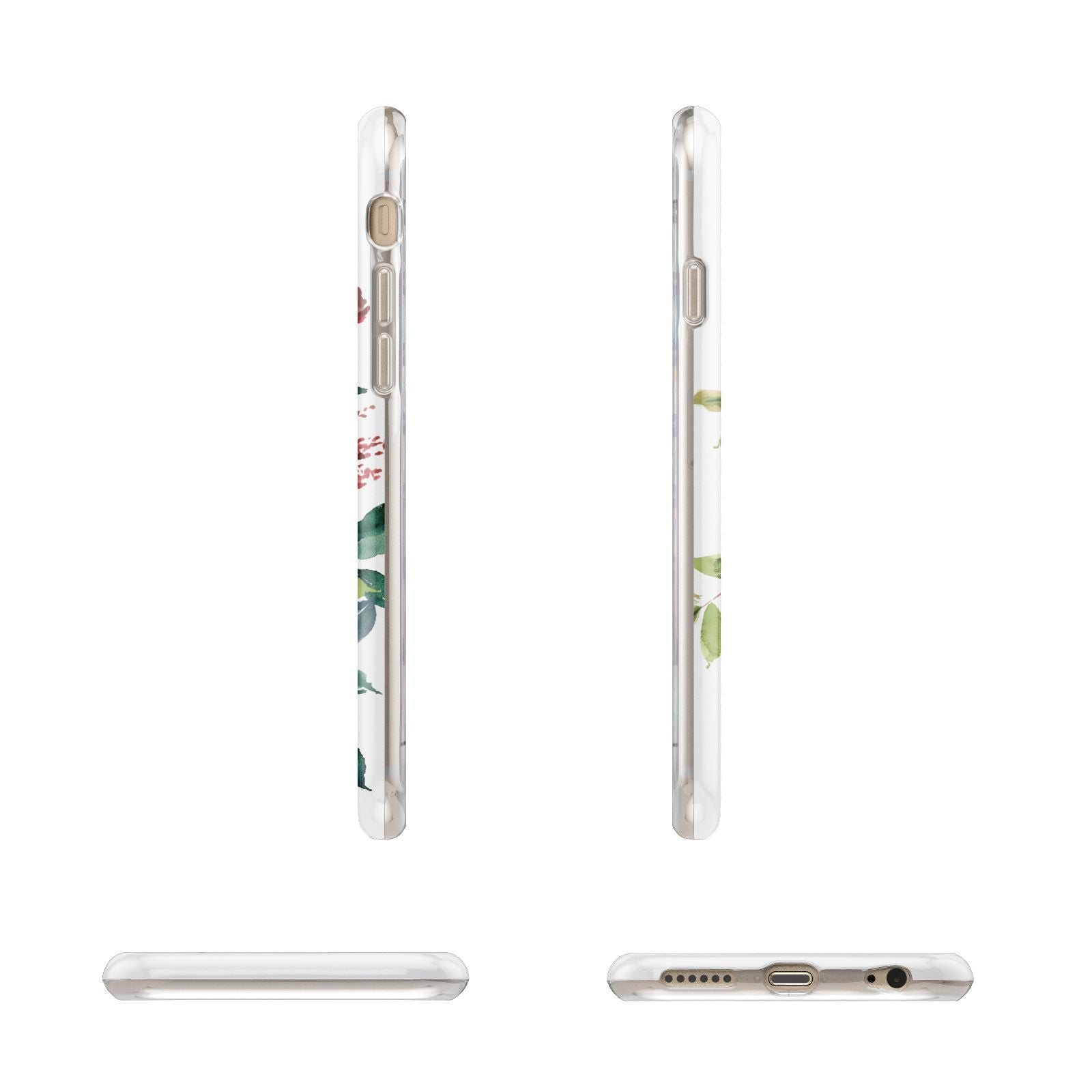 Personalised Side Name Clear Floral Apple iPhone 6 3D Wrap Tough Case Alternative Image Angles