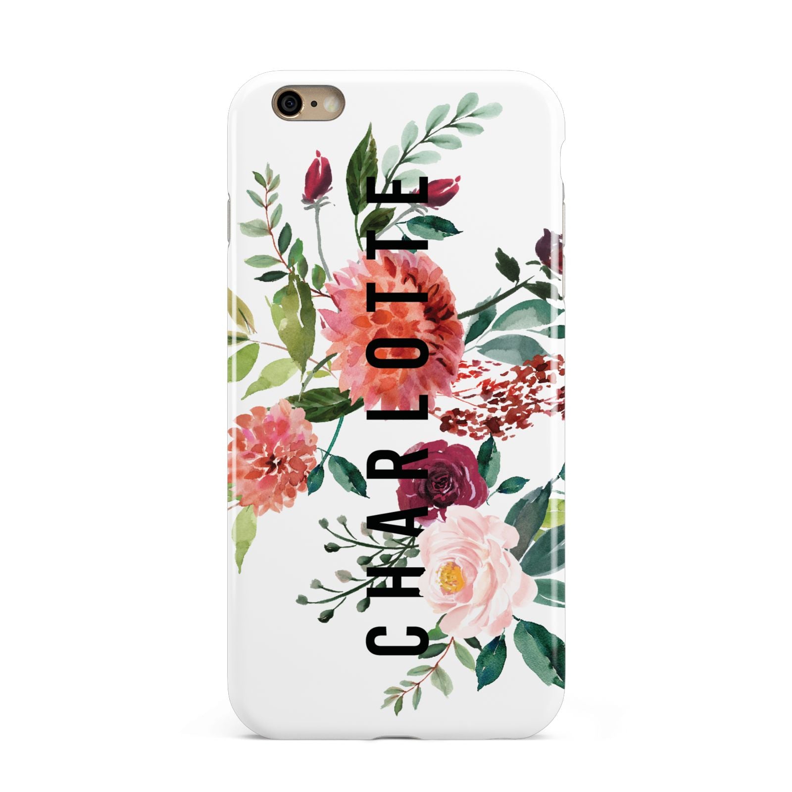 Personalised Side Name Clear Floral Apple iPhone 6 Plus 3D Tough Case