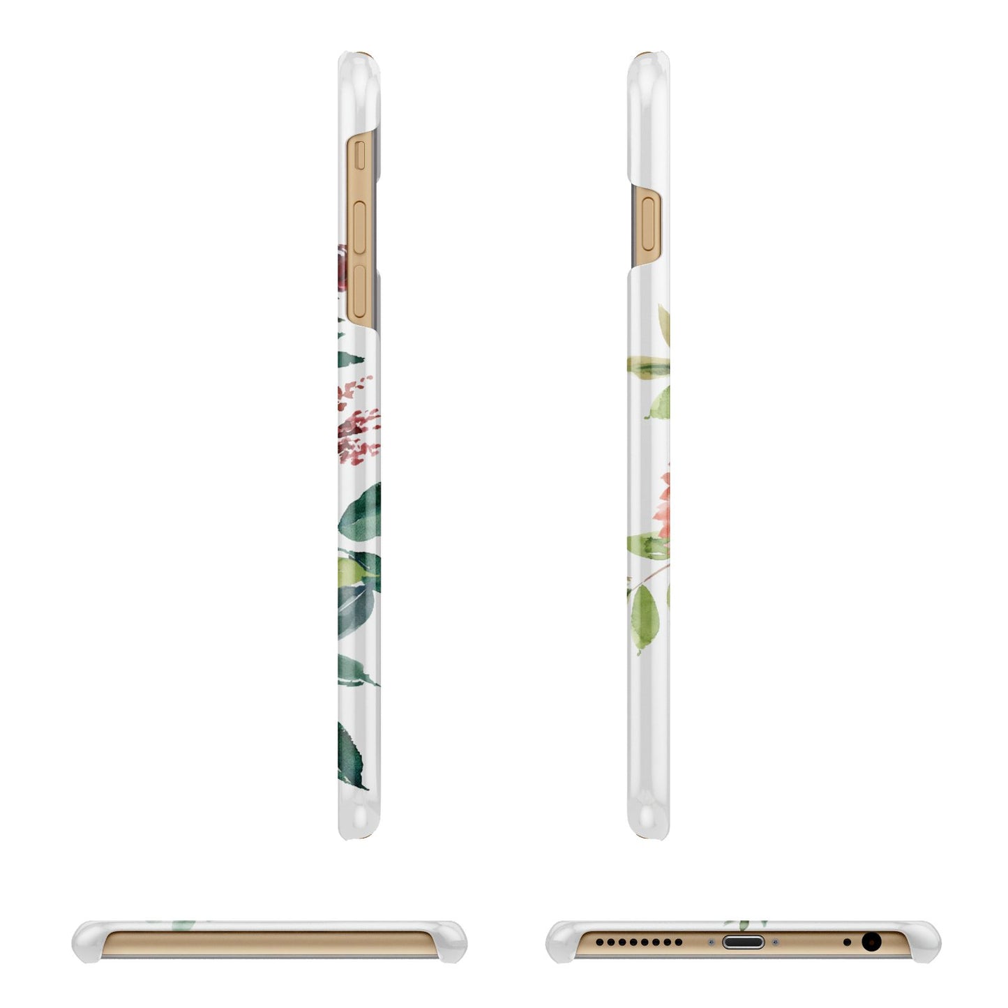 Personalised Side Name Clear Floral Apple iPhone 6 Plus 3D Wrap Snap Case Angled Images