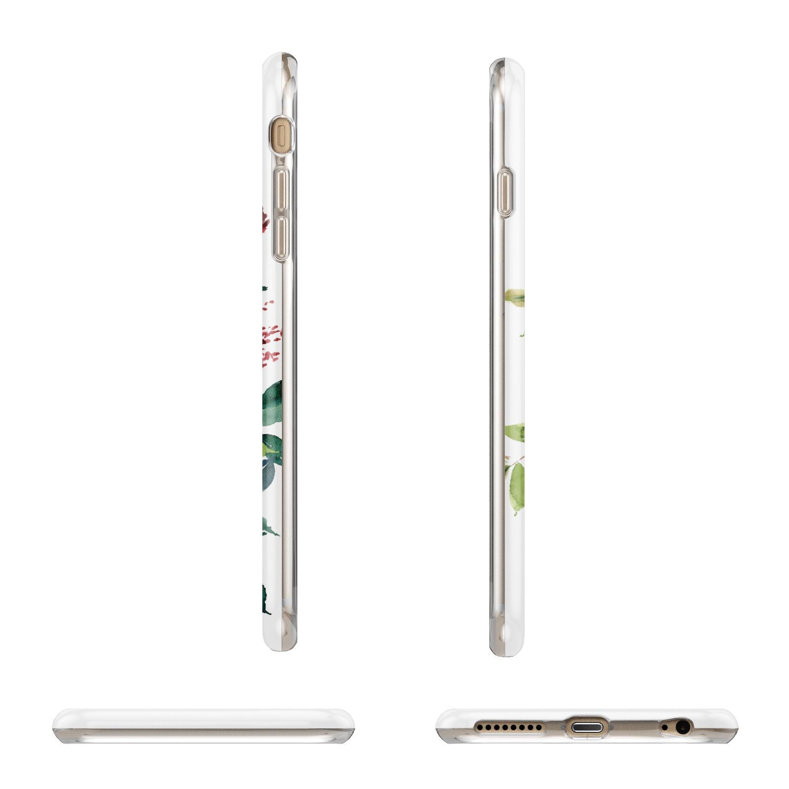 Personalised Side Name Clear Floral Apple iPhone 6 Plus 3D Wrap Tough Case Alternative Image Angles