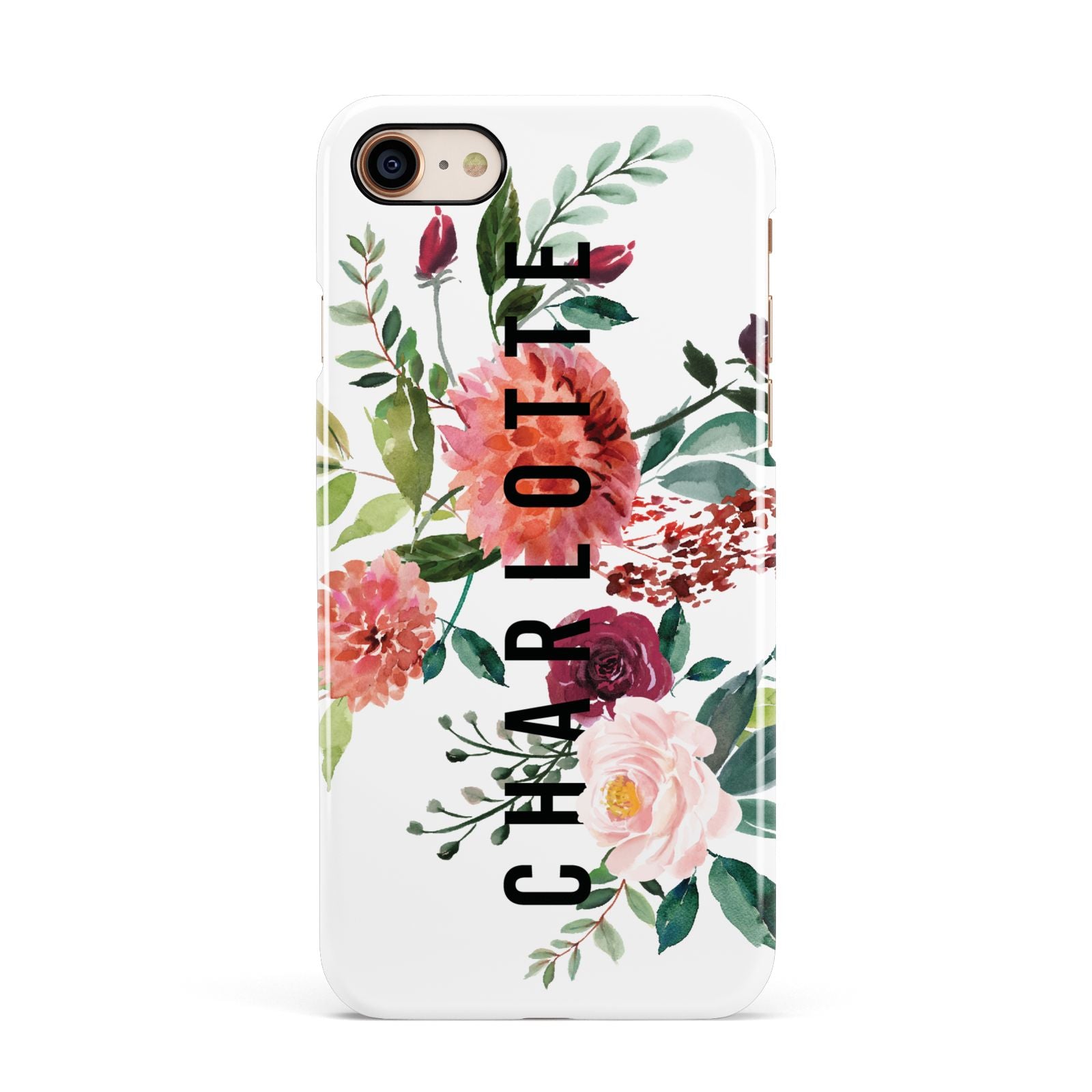 Personalised Side Name Clear Floral Apple iPhone 7 8 3D Snap Case