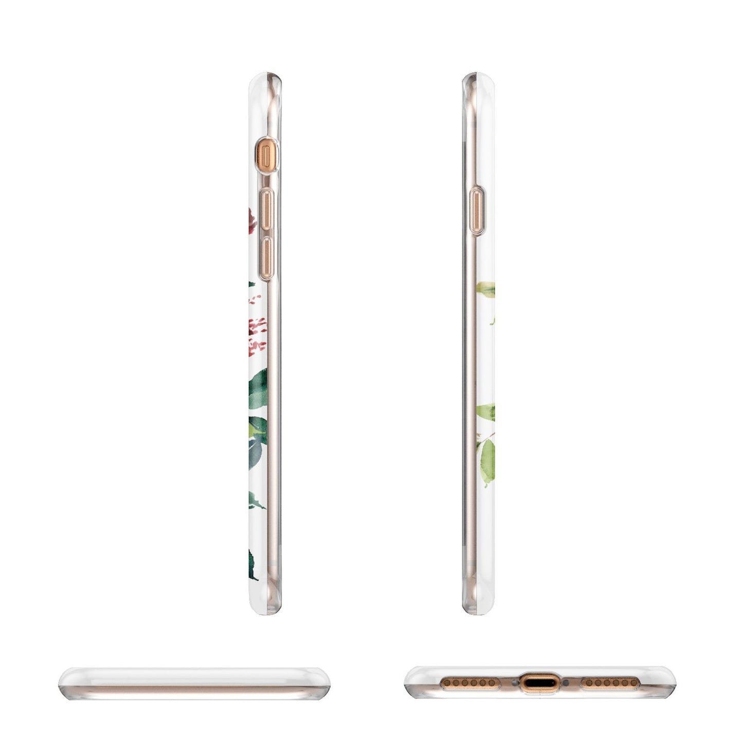 Personalised Side Name Clear Floral Apple iPhone 7 8 3D Wrap Tough Case Alternative Image Angles