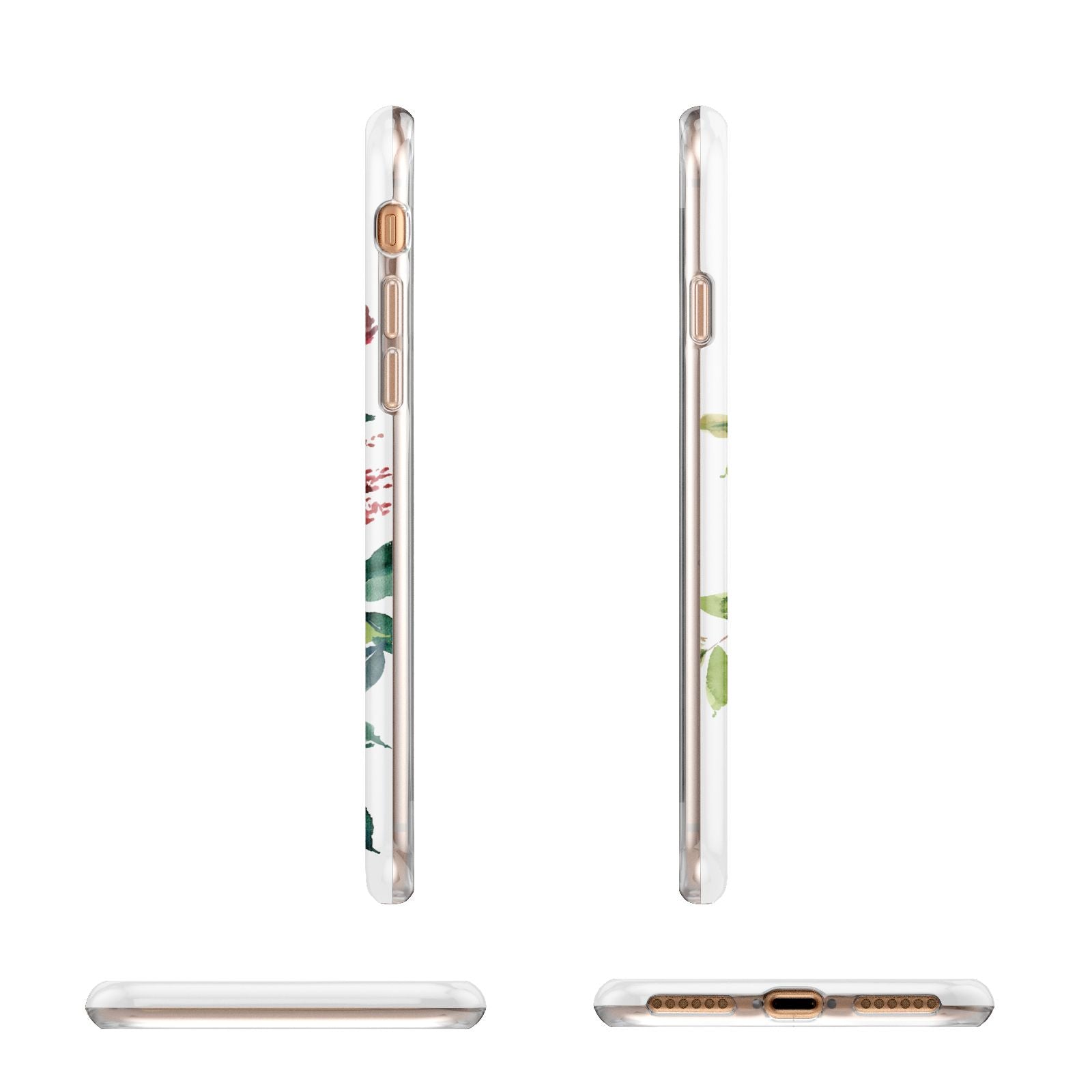 Personalised Side Name Clear Floral Apple iPhone 7 8 3D Wrap Tough Case Alternative Image Angles