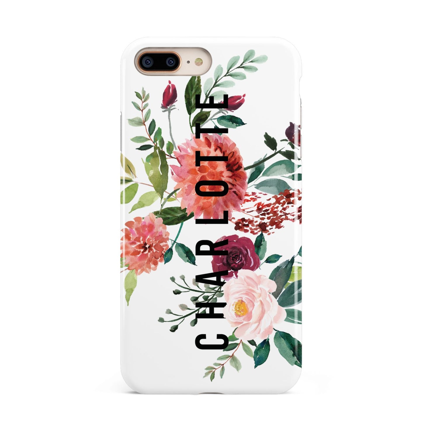 Personalised Side Name Clear Floral Apple iPhone 7 8 Plus 3D Tough Case