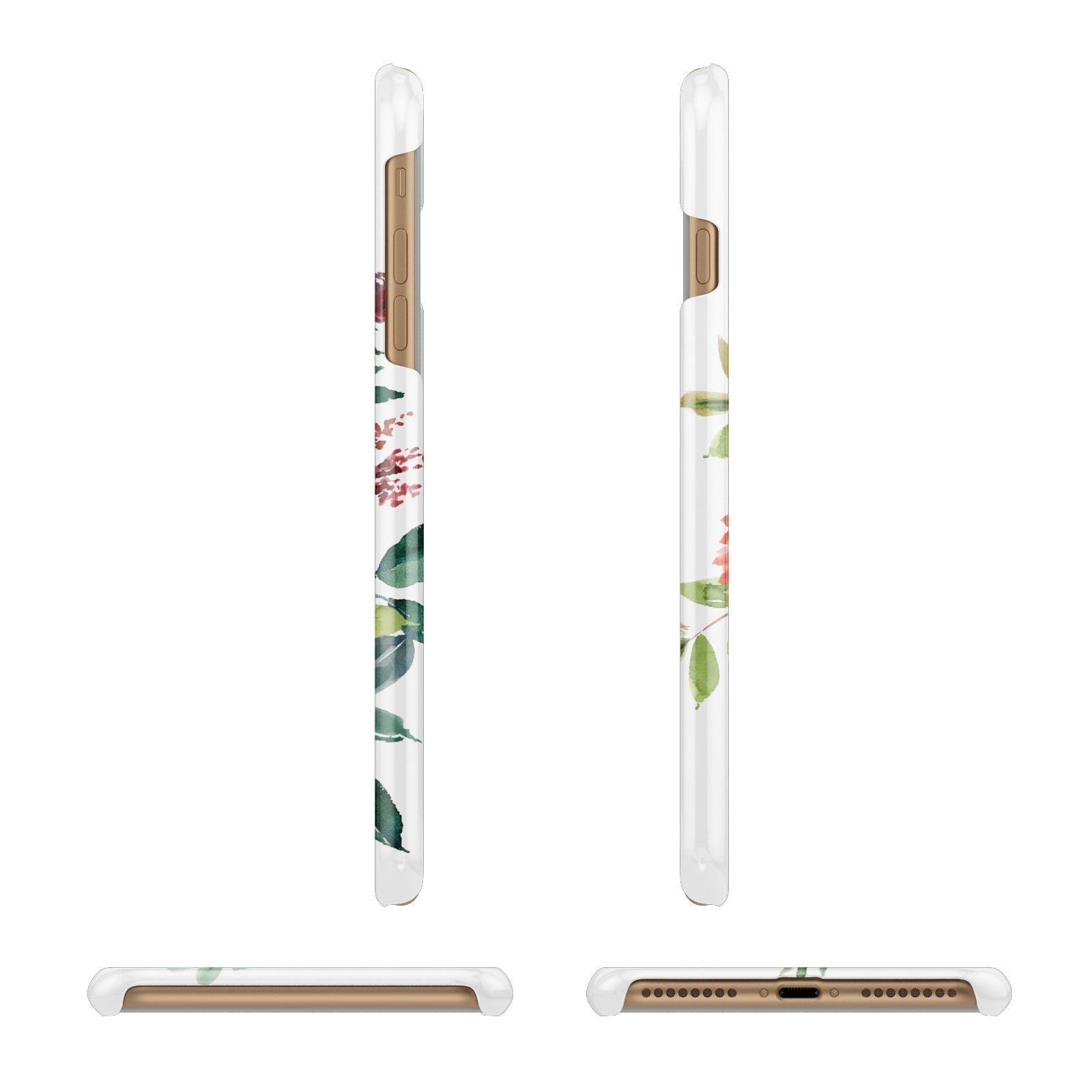 Personalised Side Name Clear Floral Apple iPhone 7 Plus 3D Wrap Snap Case Angled Images