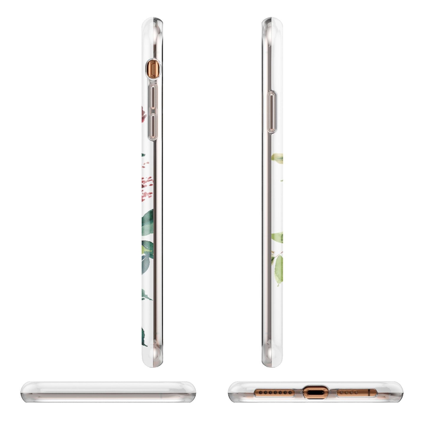 Personalised Side Name Clear Floral Apple iPhone XS Max 3D Wrap Tough Case Alternative Image Angles