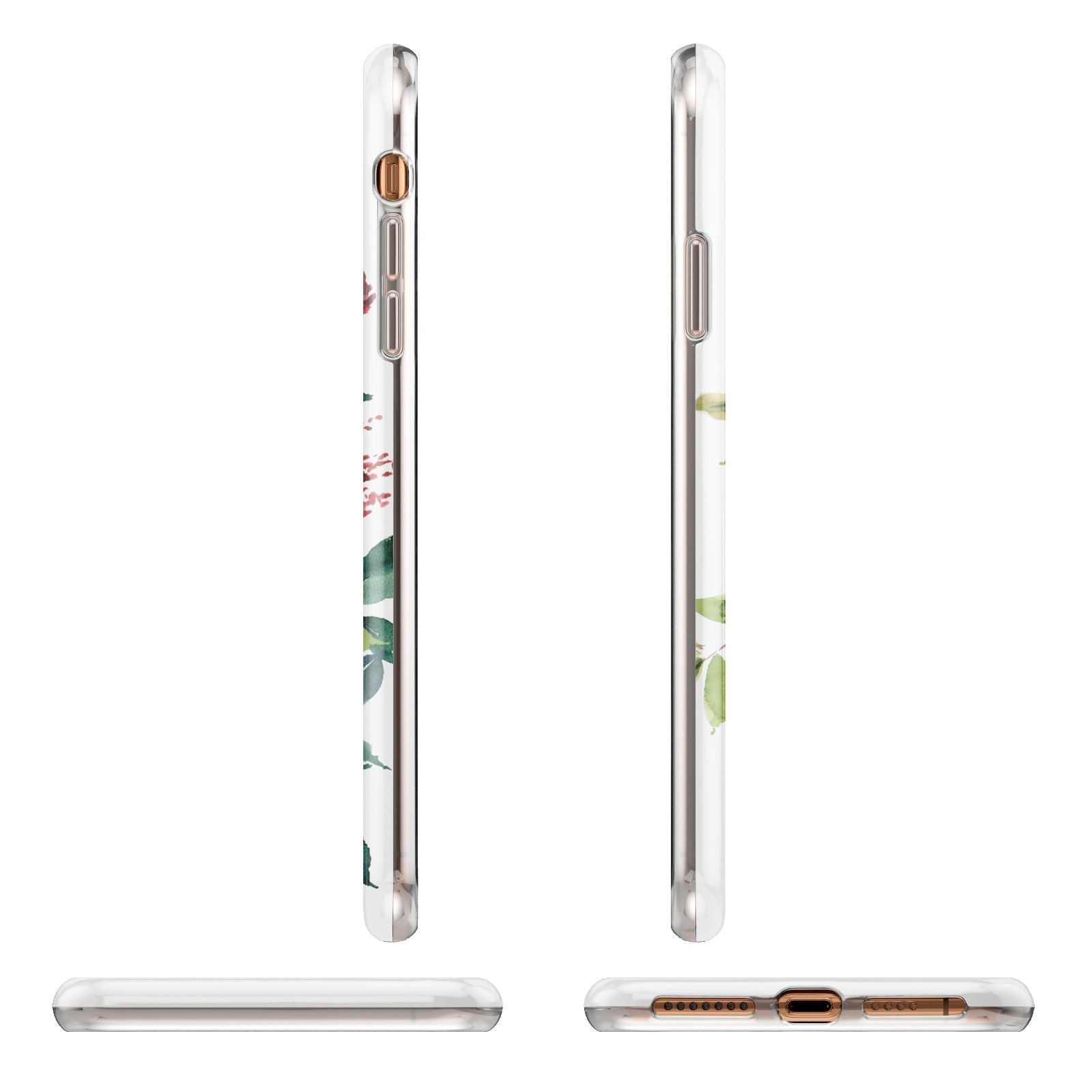 Personalised Side Name Clear Floral Apple iPhone XS Max 3D Wrap Tough Case Alternative Image Angles