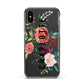 Personalised Side Name Clear Floral Apple iPhone Xs Impact Case Black Edge on Black Phone
