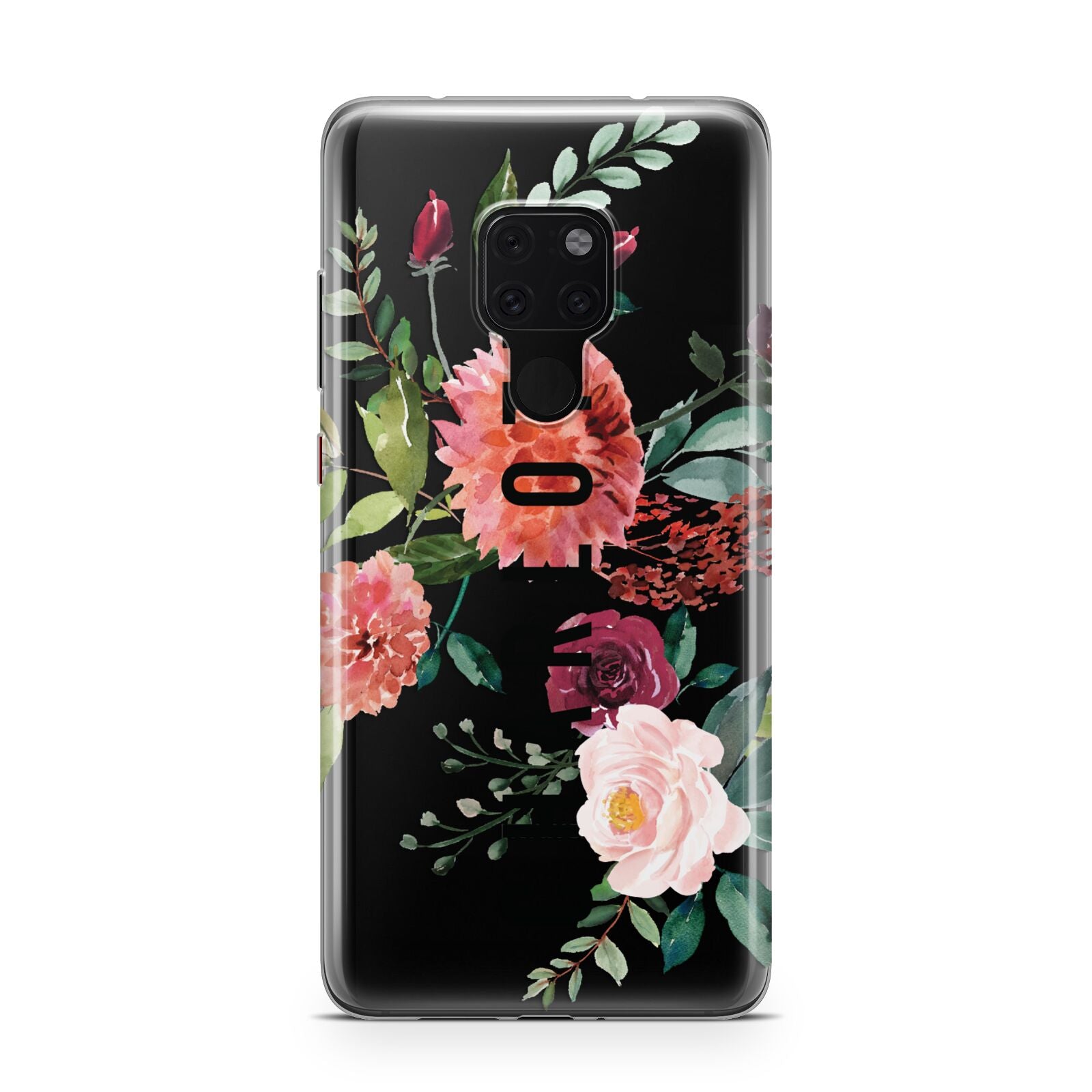 Personalised Side Name Clear Floral Huawei Mate 20 Phone Case