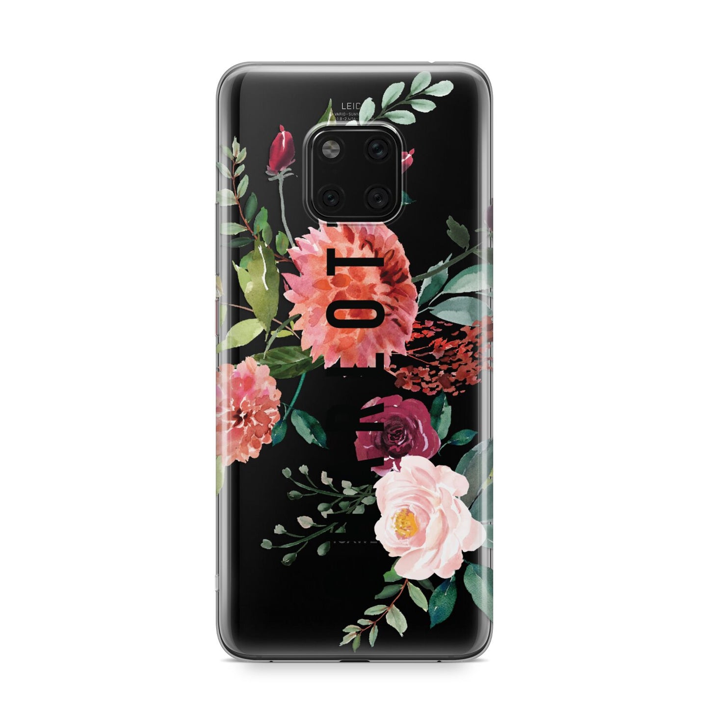 Personalised Side Name Clear Floral Huawei Mate 20 Pro Phone Case