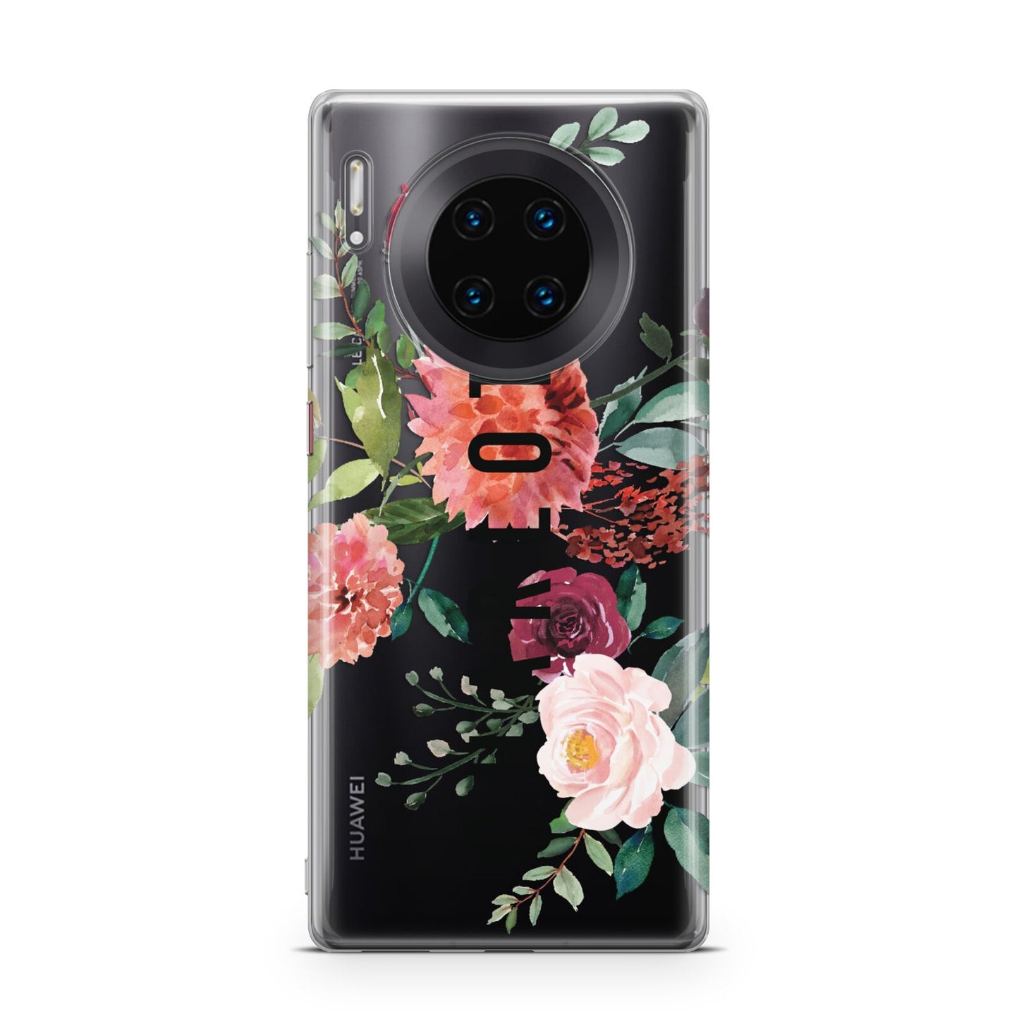 Personalised Side Name Clear Floral Huawei Mate 30 Pro Phone Case