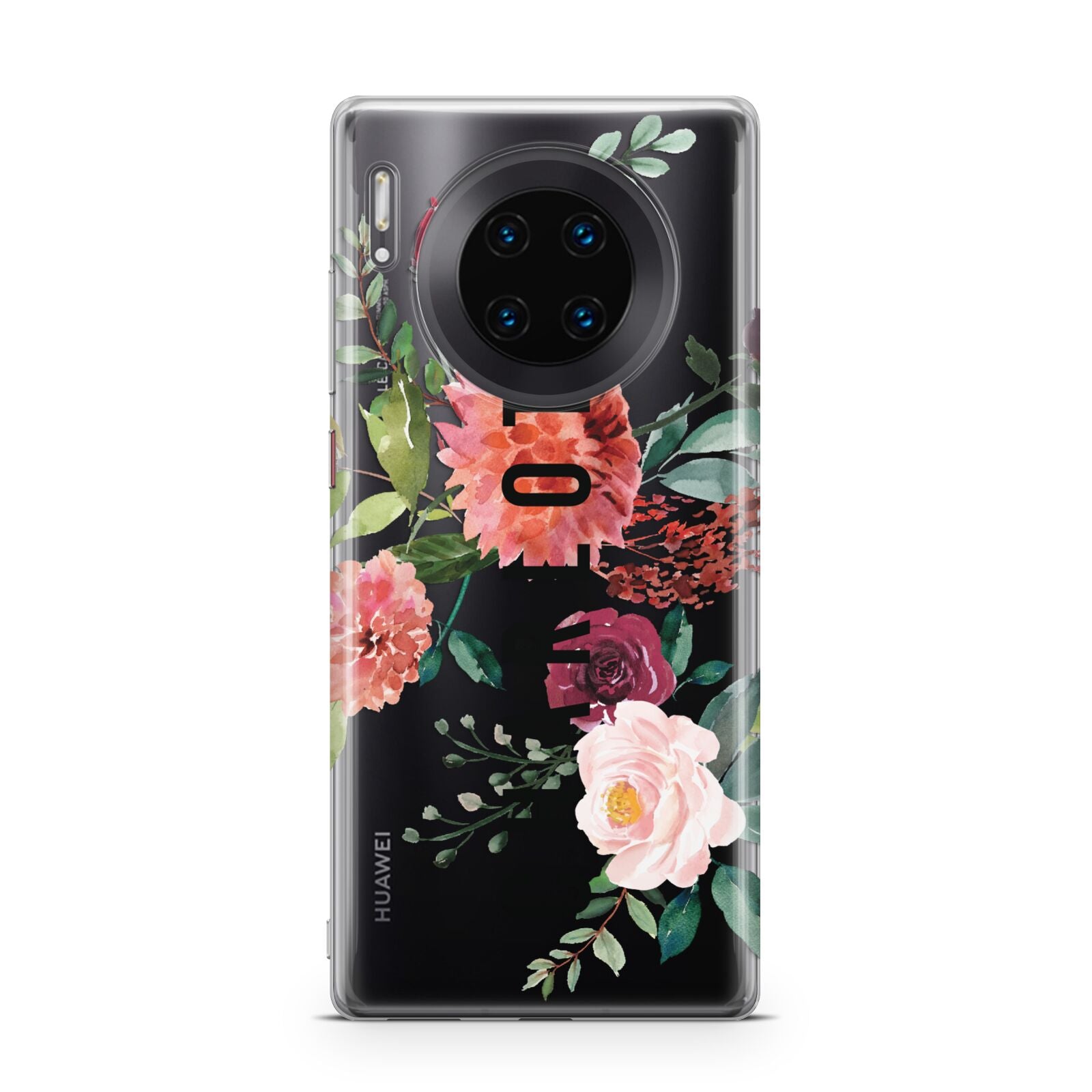 Personalised Side Name Clear Floral Huawei Mate 30 Pro Phone Case