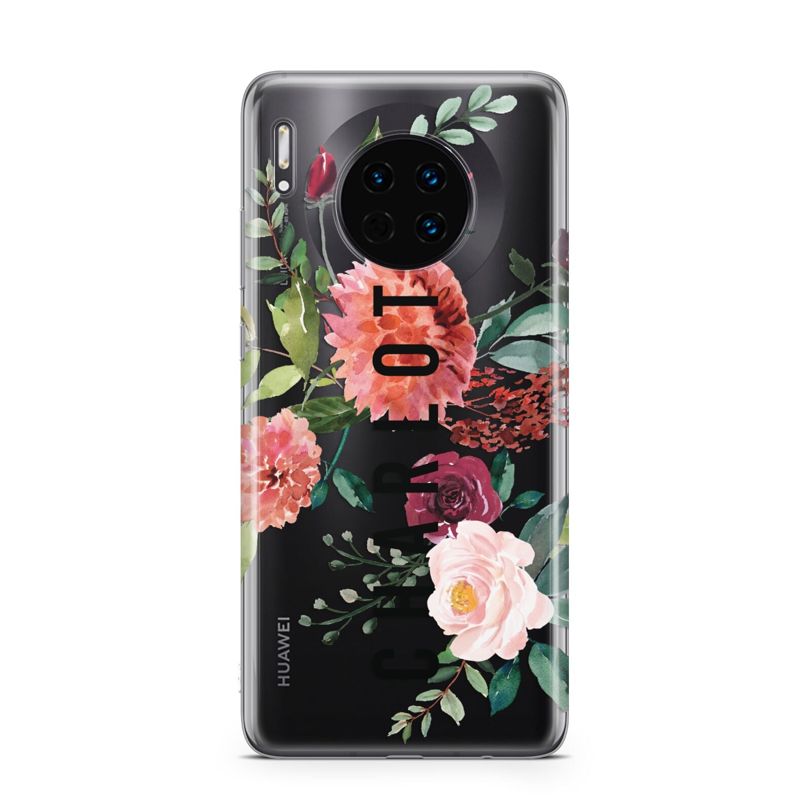 Personalised Side Name Clear Floral Huawei Mate 30
