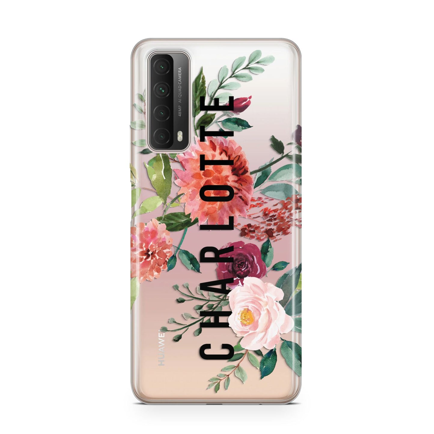 Personalised Side Name Clear Floral Huawei P Smart 2021