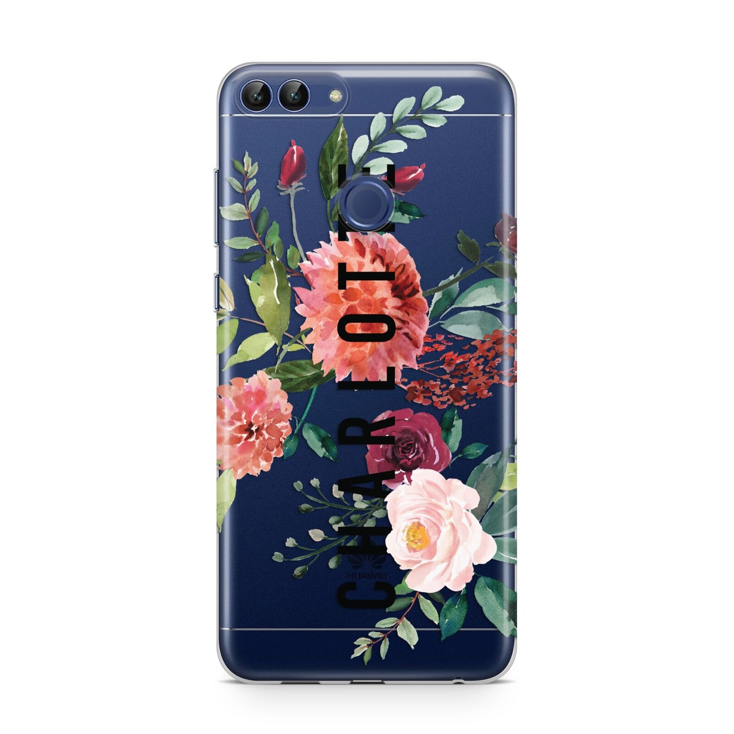 Personalised Side Name Clear Floral Huawei P Smart Case