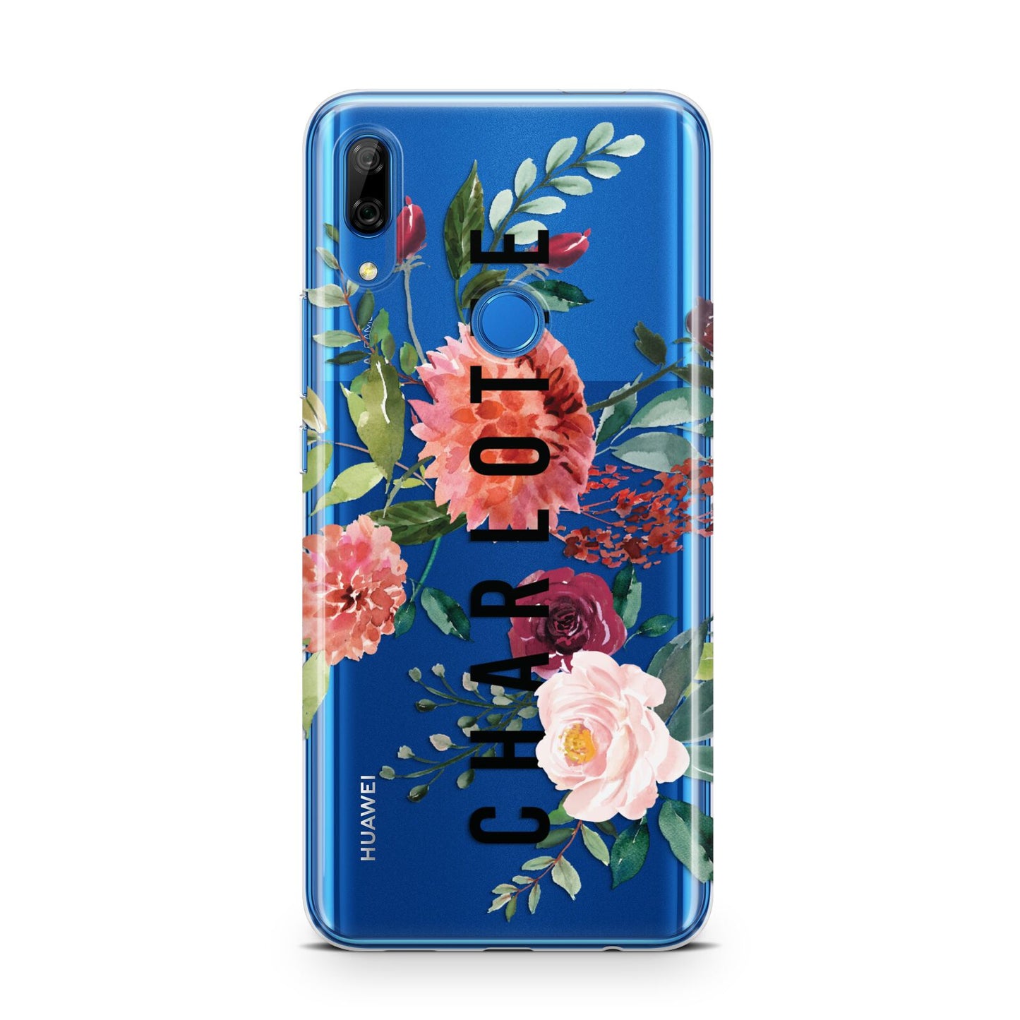 Personalised Side Name Clear Floral Huawei P Smart Z