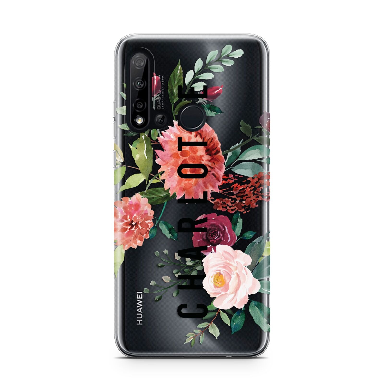 Personalised Side Name Clear Floral Huawei P20 Lite 5G Phone Case