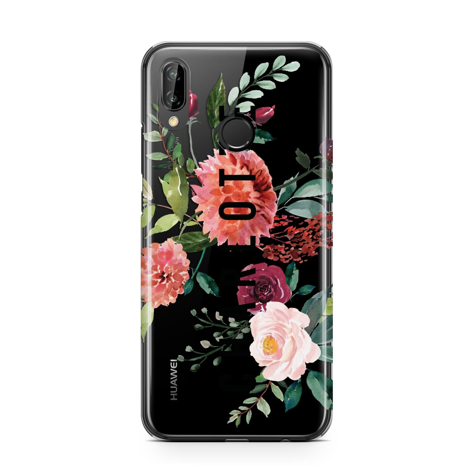 Personalised Side Name Clear Floral Huawei P20 Lite Phone Case