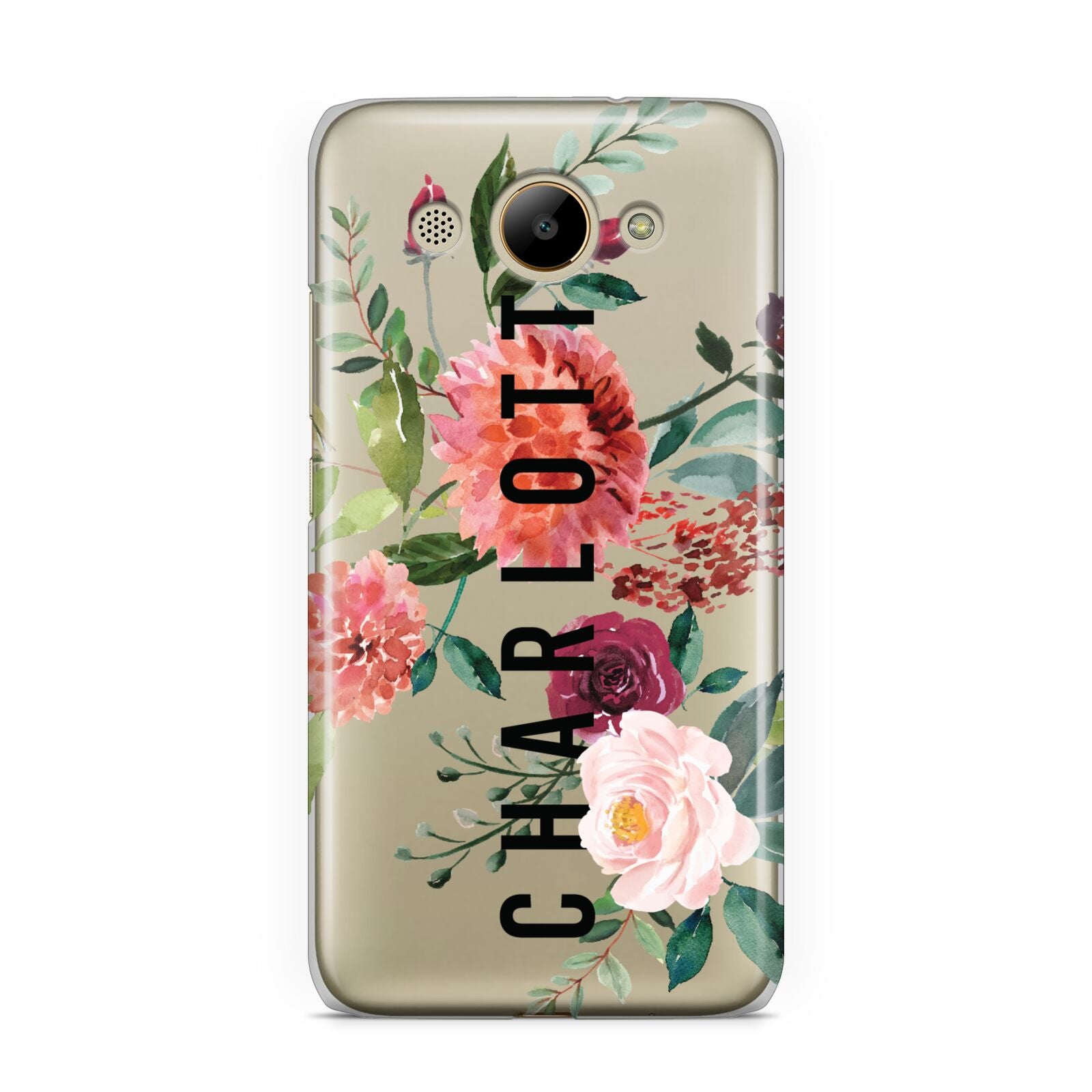 Personalised Side Name Clear Floral Huawei Y3 2017