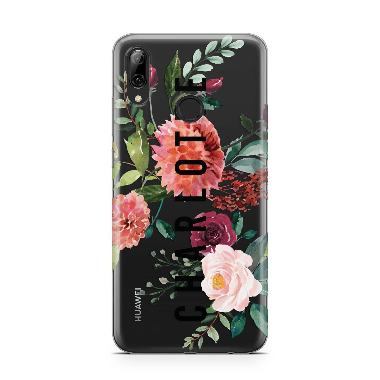 Personalised Side Name Clear Floral Huawei Y7 2019