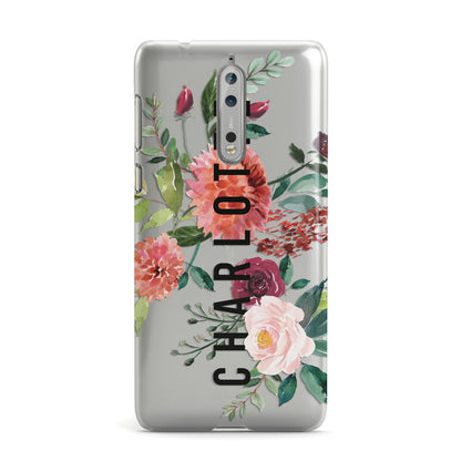 Personalised Side Name Clear Floral Nokia Case