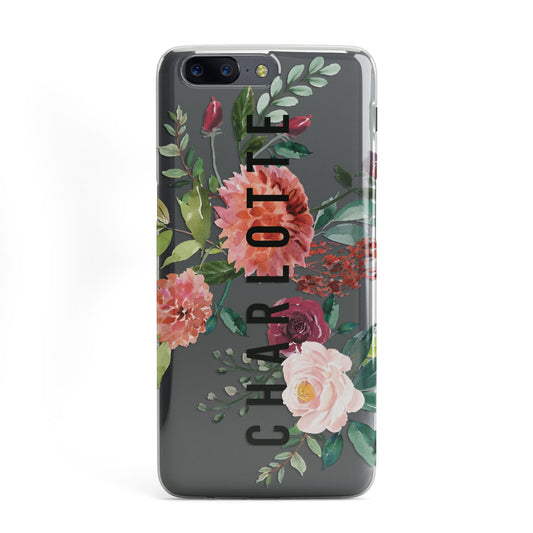Personalised Side Name Clear Floral OnePlus Case